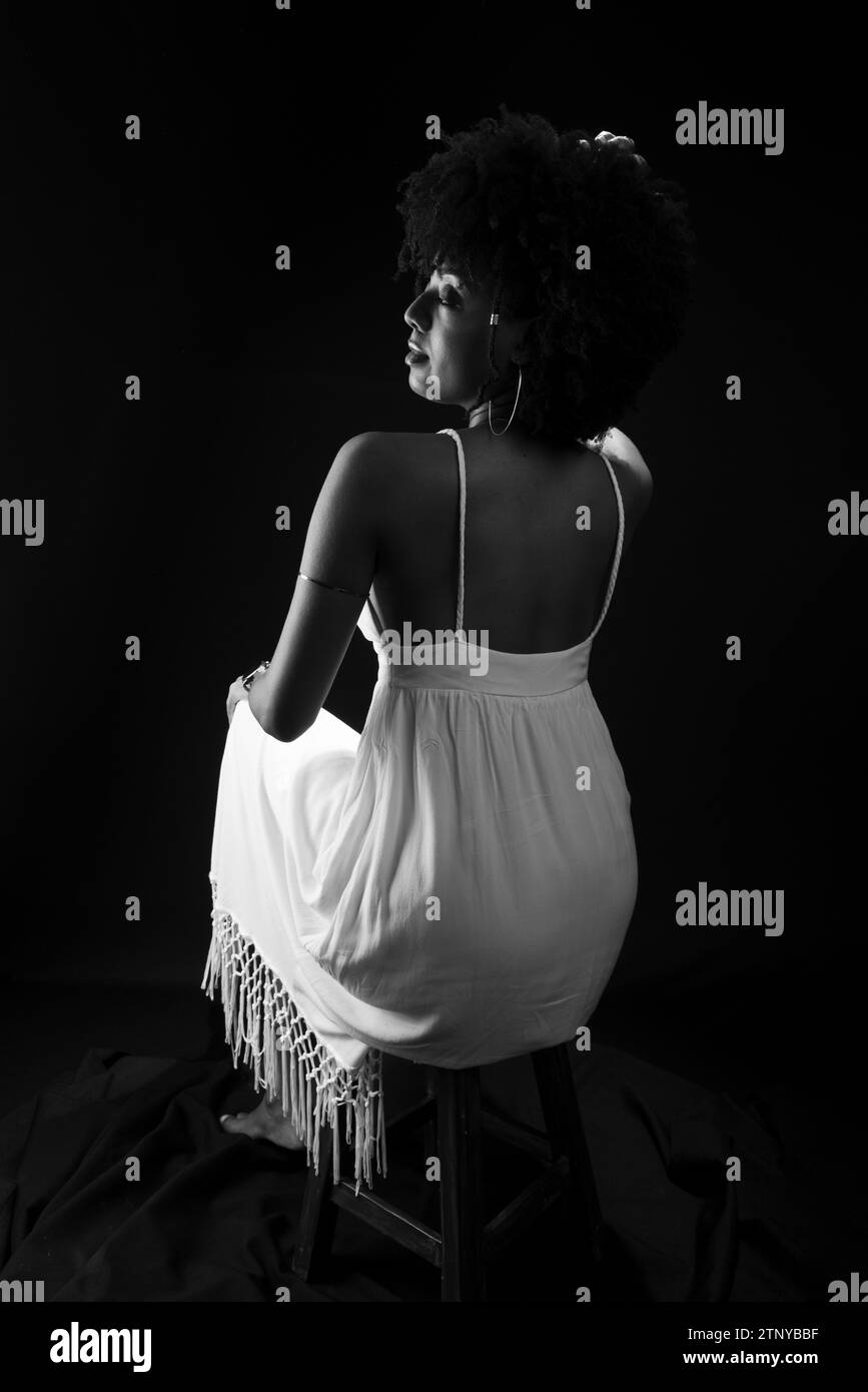 Woman haircut Black and White Stock Photos & Images - Alamy