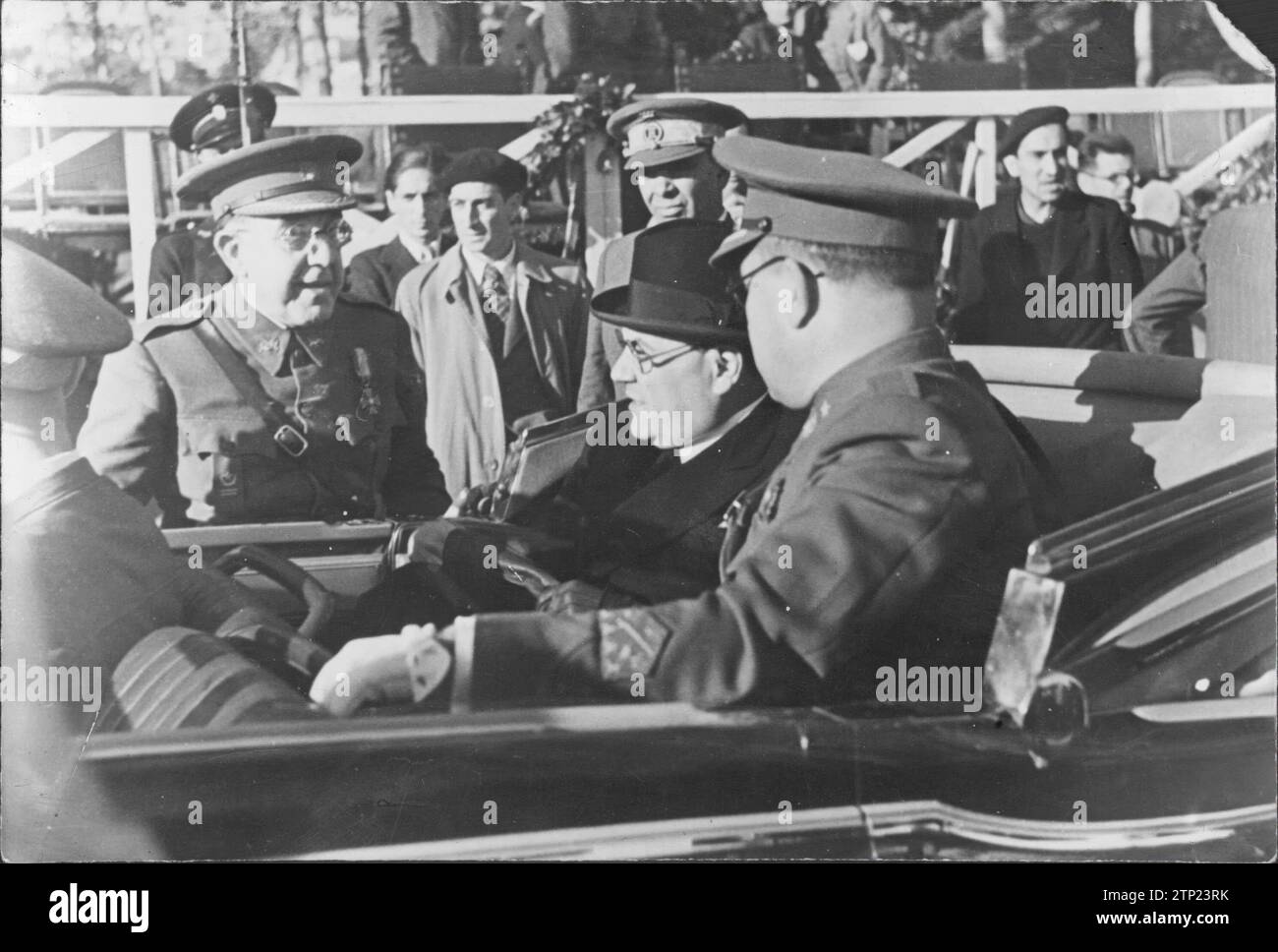 12/31/1937. The president of the Council, Dr. Negrín, talking with General Riquelme Moments before the International parade. Credit: Album / Archivo ABC Stock Photo