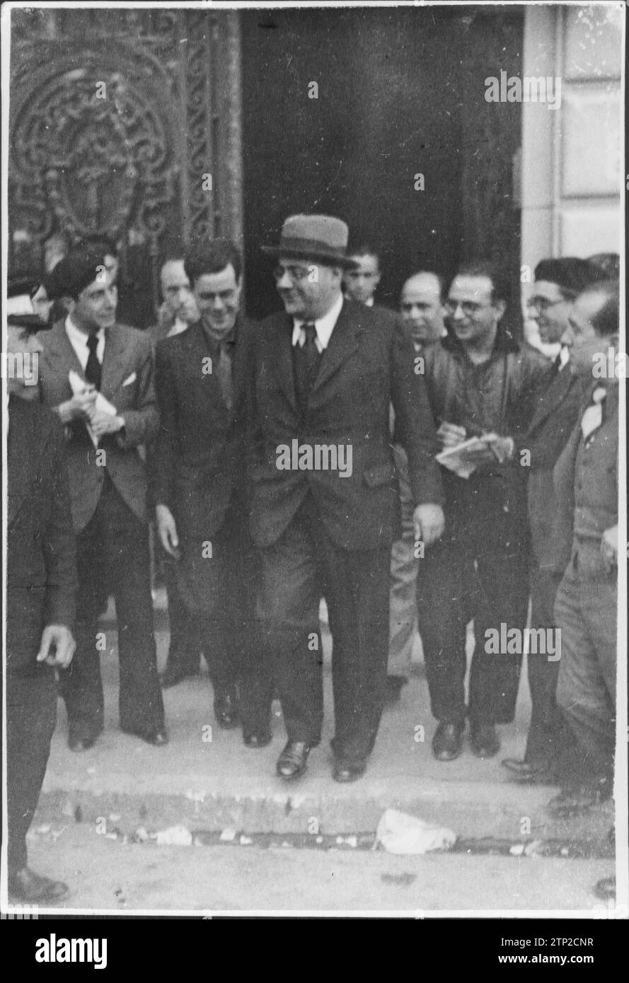 12/31/1936. Don Juan Negrín, the new president of the government of the Spanish Republic, upon leaving the visit made to Mr. Azaña. Credit: Album / Archivo ABC / luis vidal Stock Photo