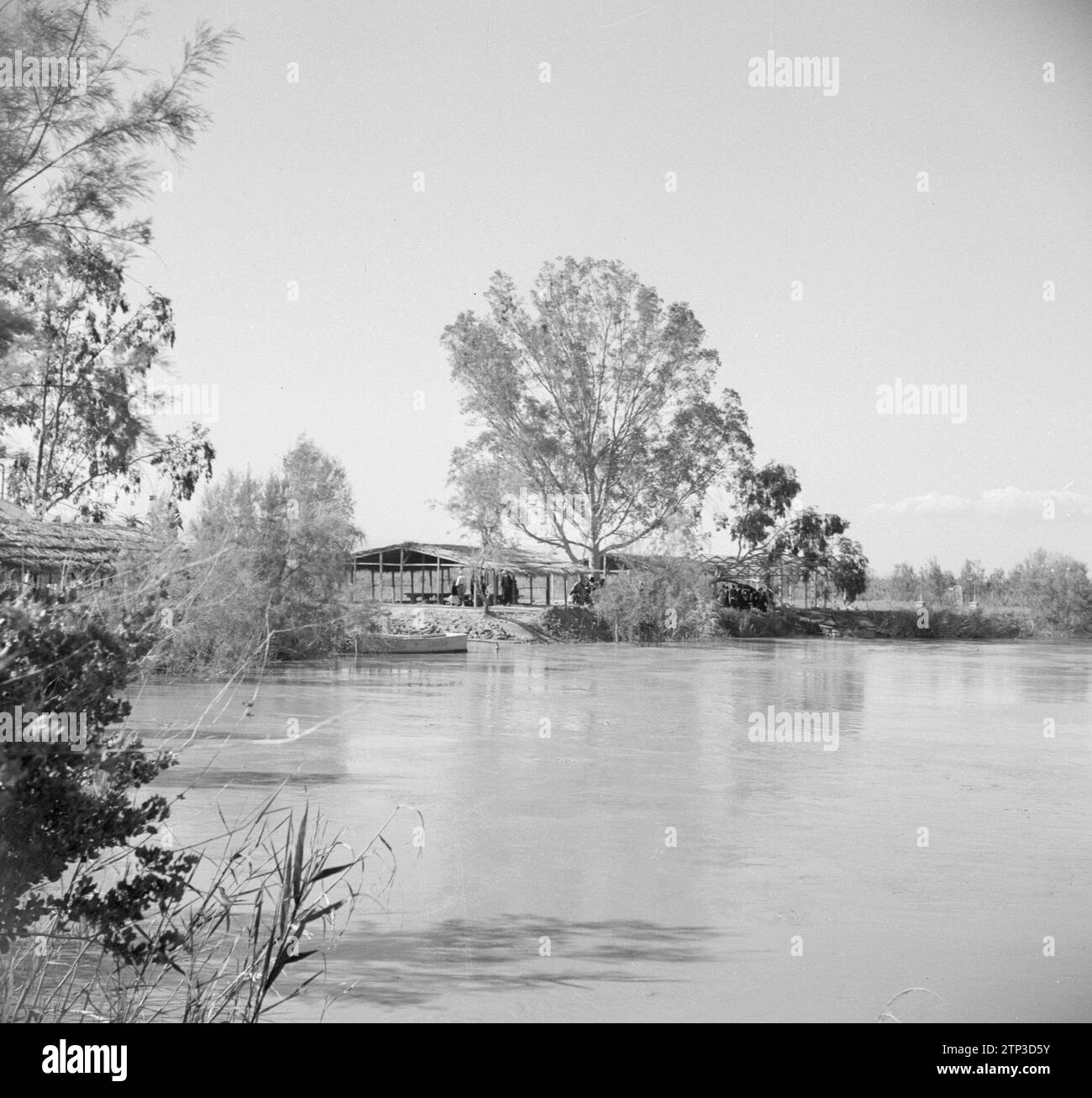 In the Jericho area. On the Jordan River at the site of the baptismal site of Jesus Christ ca. 1950-1955 Stock Photo