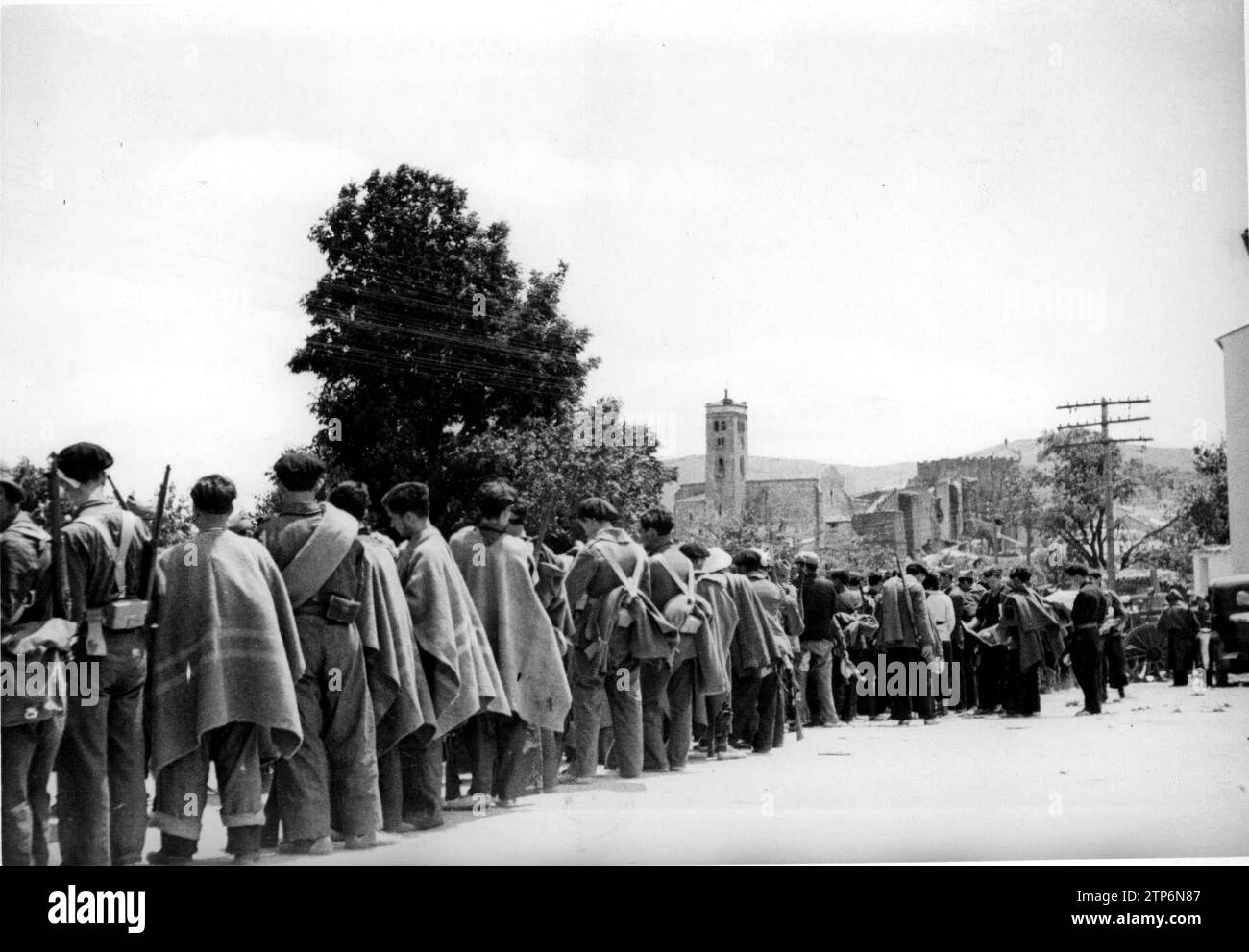07/27/1936. The Troops, Formed during the harangue given to them by Lieutenant Galán, before leaving for the combat line. Credit: Album / Archivo ABC / Alfonso Stock Photo