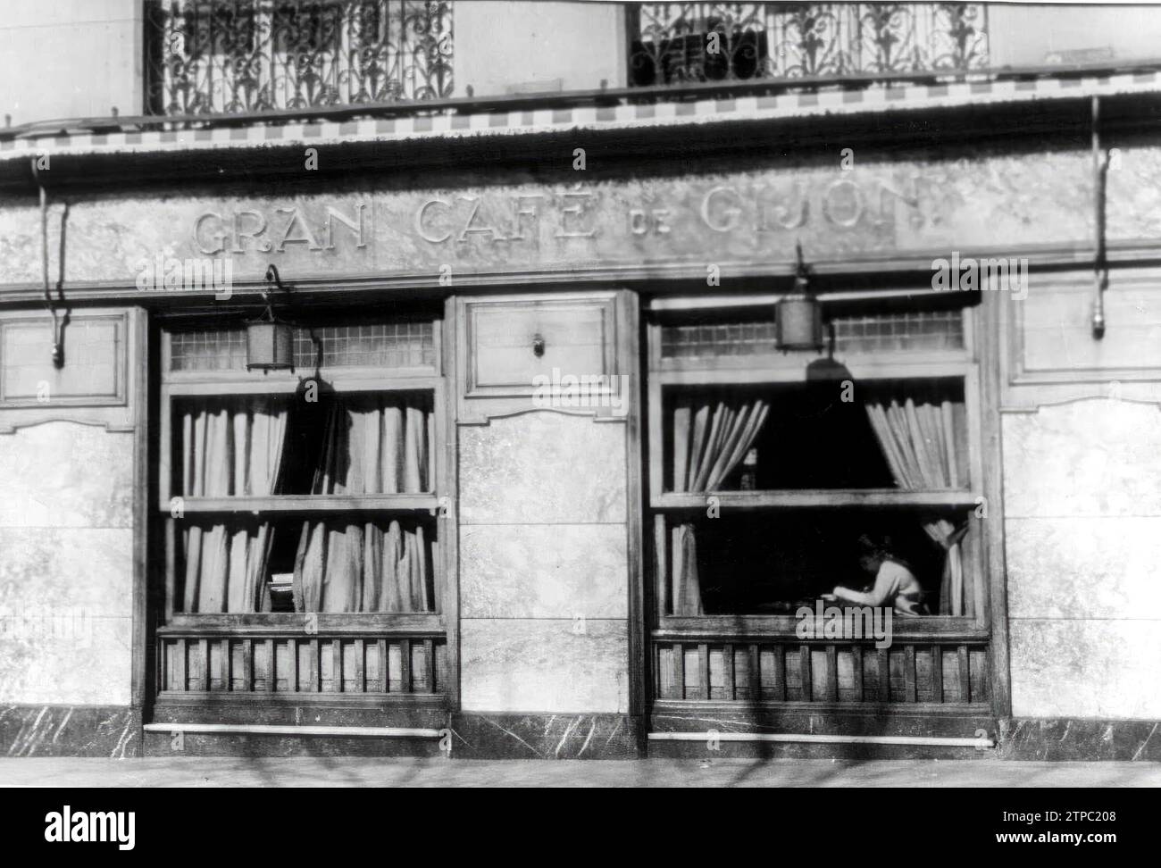 12/31/1981. View of the facade of the Gijón cafe in Madrid. Credit: Album / Archivo ABC Stock Photo