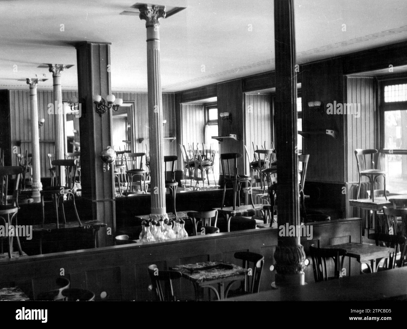 12/31/1962. Interior view of the Gijón cafe closed due to its renovation. Credit: Album / Archivo ABC / Basabe Stock Photo