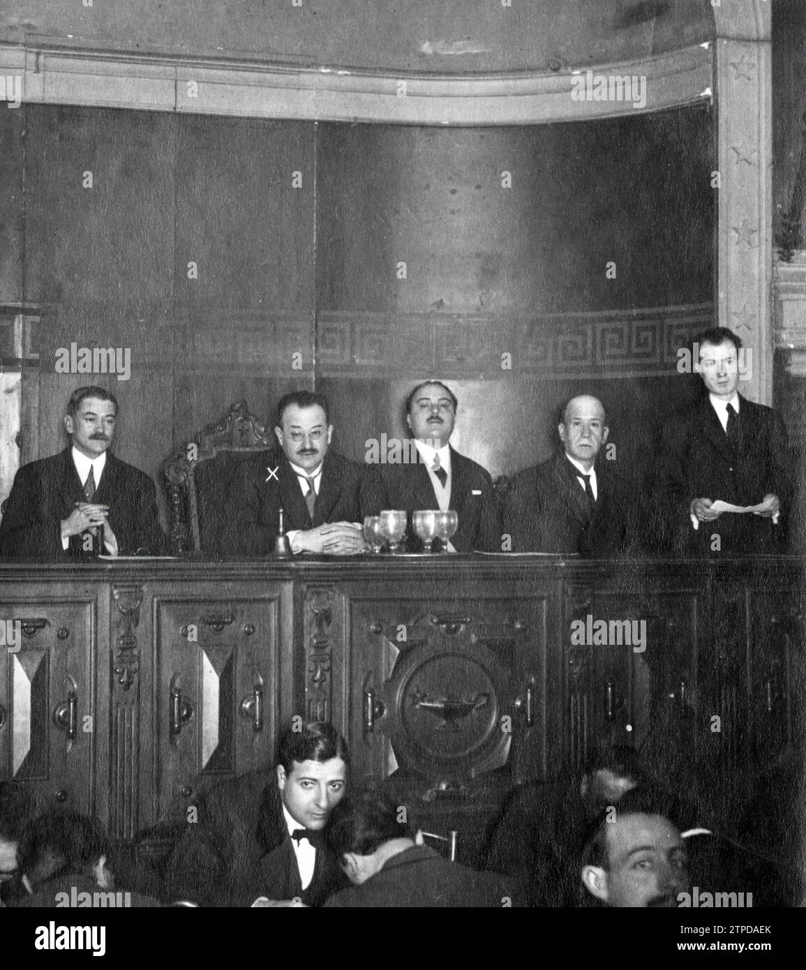 01/25/1919. In the Madrid athenaeum. Inaugural session of the third national congress of Civil health, Verified Yesterday, under the presidency of the mayor of Madrid, Mr. Garrido Juaristi (X). Credit: Album / Archivo ABC / José Zegri Stock Photo