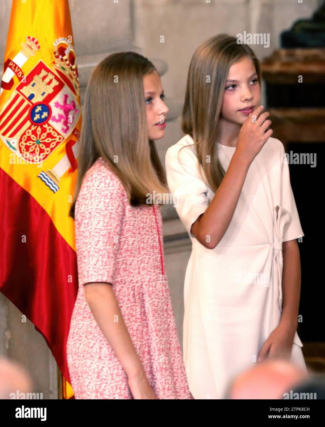 Madrid, 06/19/2019. SS.MM. King Felipe and Queen Letizia, accompanied by Princess Leonor and Infanta Sofía, during the awarding of the medals for civil merit at the Royal Palace. Photo: Ernesto Agudo ARCHDC. Credit: Album / Archivo ABC / Ernesto Agudo Stock Photo