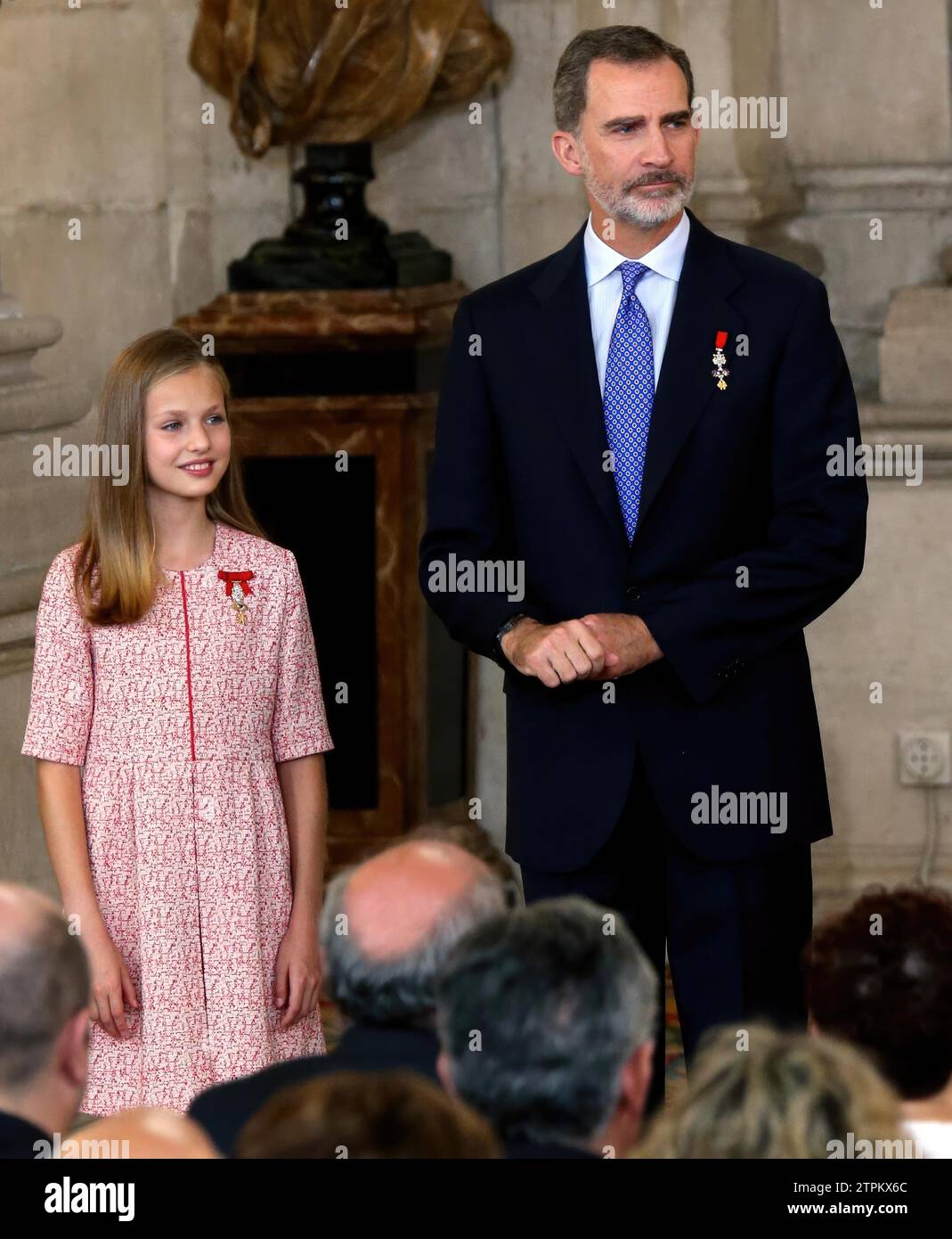 Madrid, 06/19/2019. SS.MM. King Felipe and Queen Letizia, accompanied by Princess Leonor and Infanta Sofía, during the awarding of the medals for civil merit at the Royal Palace. Photo: Ernesto Agudo ARCHDC. Credit: Album / Archivo ABC / Ernesto Agudo Stock Photo