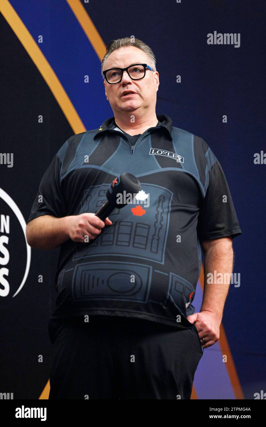 Dartspieler John Part / Darth Maple bei der World Darts Gala 2023 in