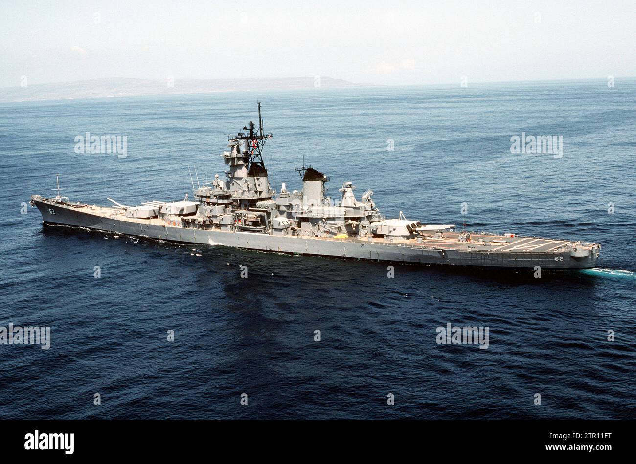 Aerial port view of the battleship uss new jersey bb 62 underway