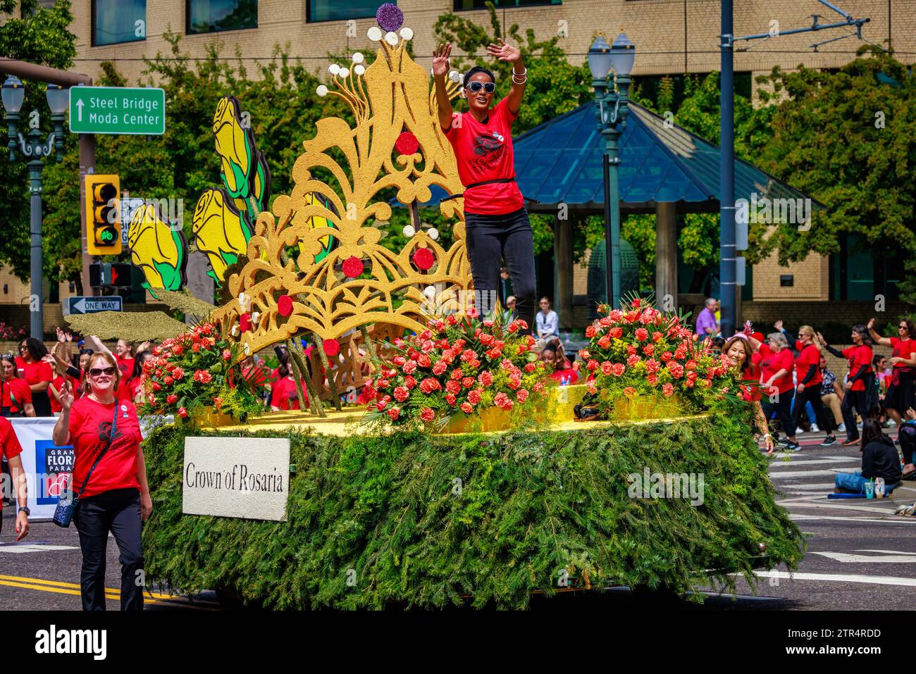 Portland, Oregon, USA June 10, 2023 Crown of Rosaria float in the