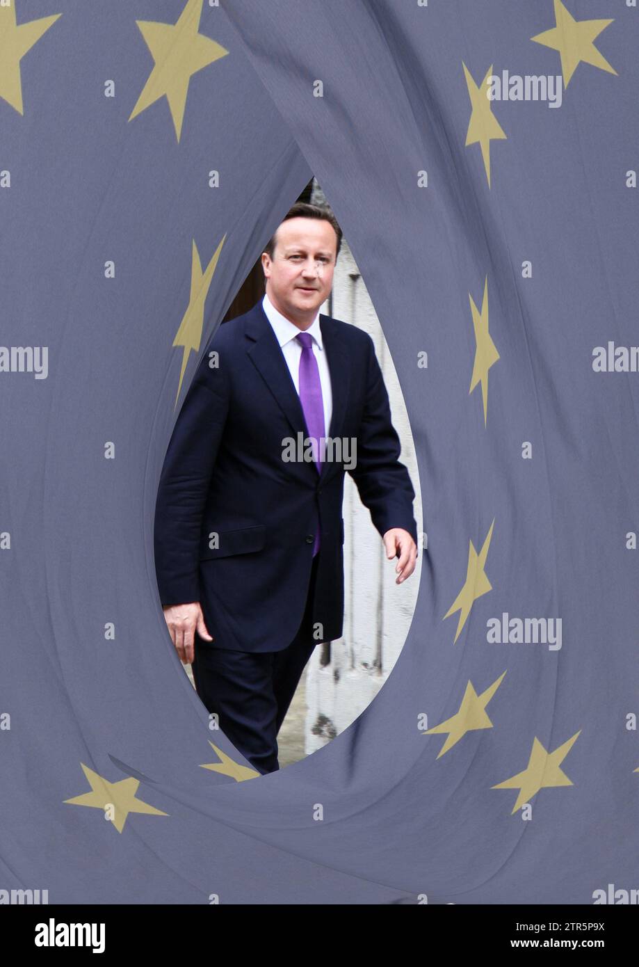 David Cameron. Eu Referendum. Brexit. Eu Flag. British Prime Ministers. Famous politicians. Europe. British politicians. International relations. Stock Photo