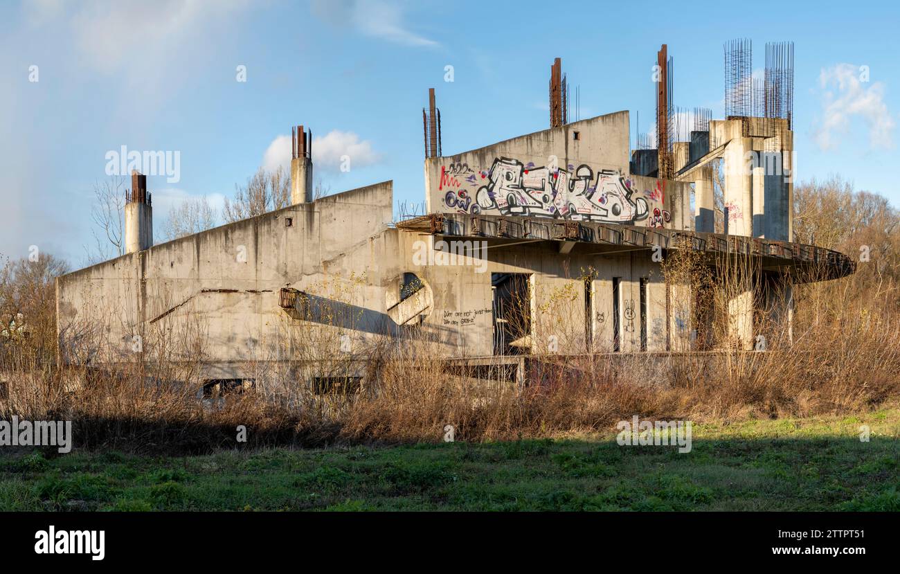 Abandoned unfinished sport stadium construction site in Zvolen.Slovakia. Stock Photo