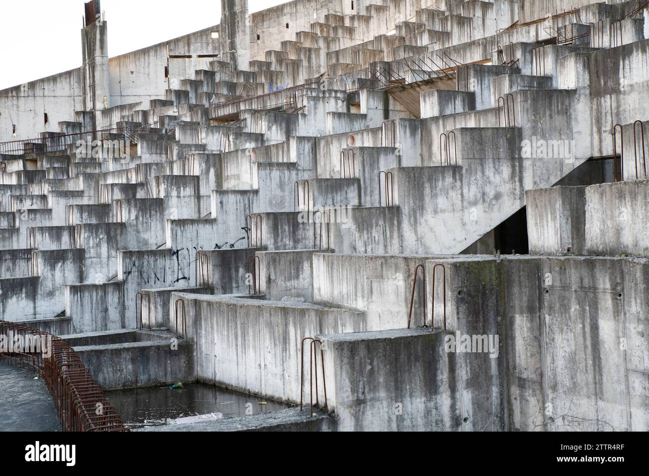 Abandoned unfinished sport stadium construction site in Zvolen.Slovakia. Stock Photo