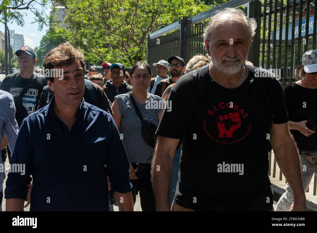 Buenos Aires, Argentina, Argentine. 20th Dec, 2023. Argentina, Buenos  Aires, 2023-12-20. Eduardo Belliboni (leader of Polo Obrero) together with  Gabriel Solano (left-wing congressman in CABA) arrive to participate in the  first demonstration