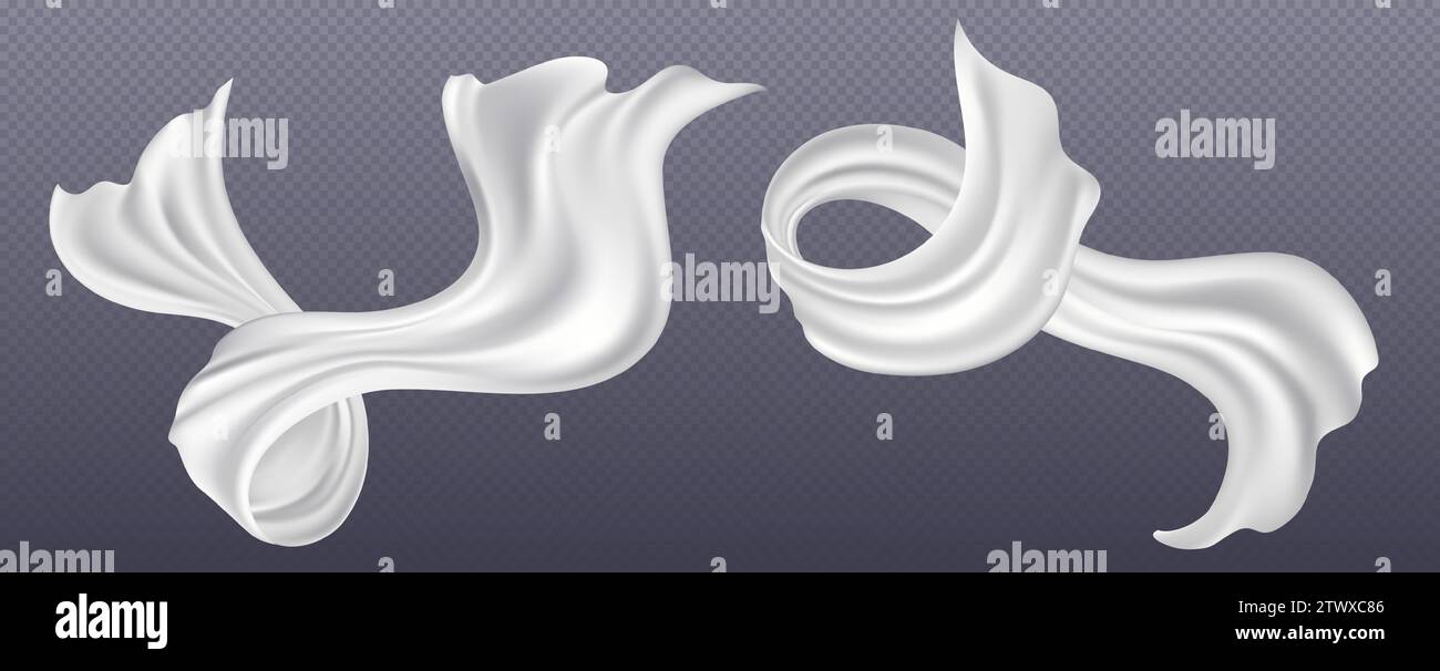 White silk ribbons set isolated on transparent background. Vector ...