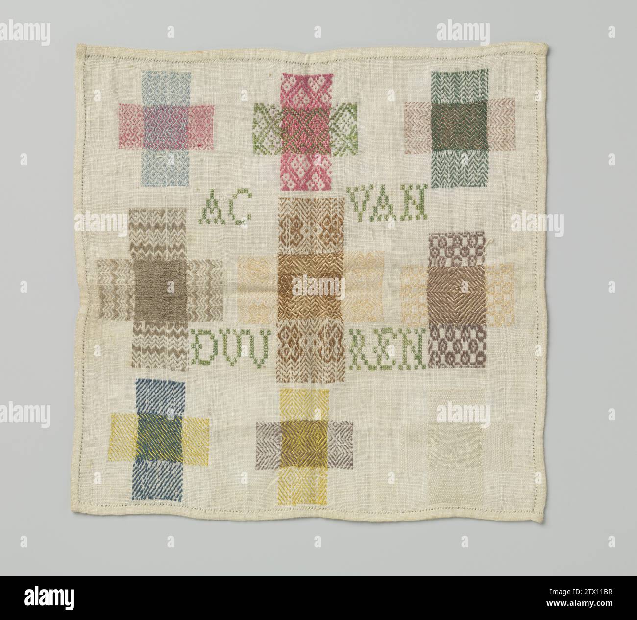 Stop patch of colored silk on cotton., A.C. van Duuren, c. 1800 c