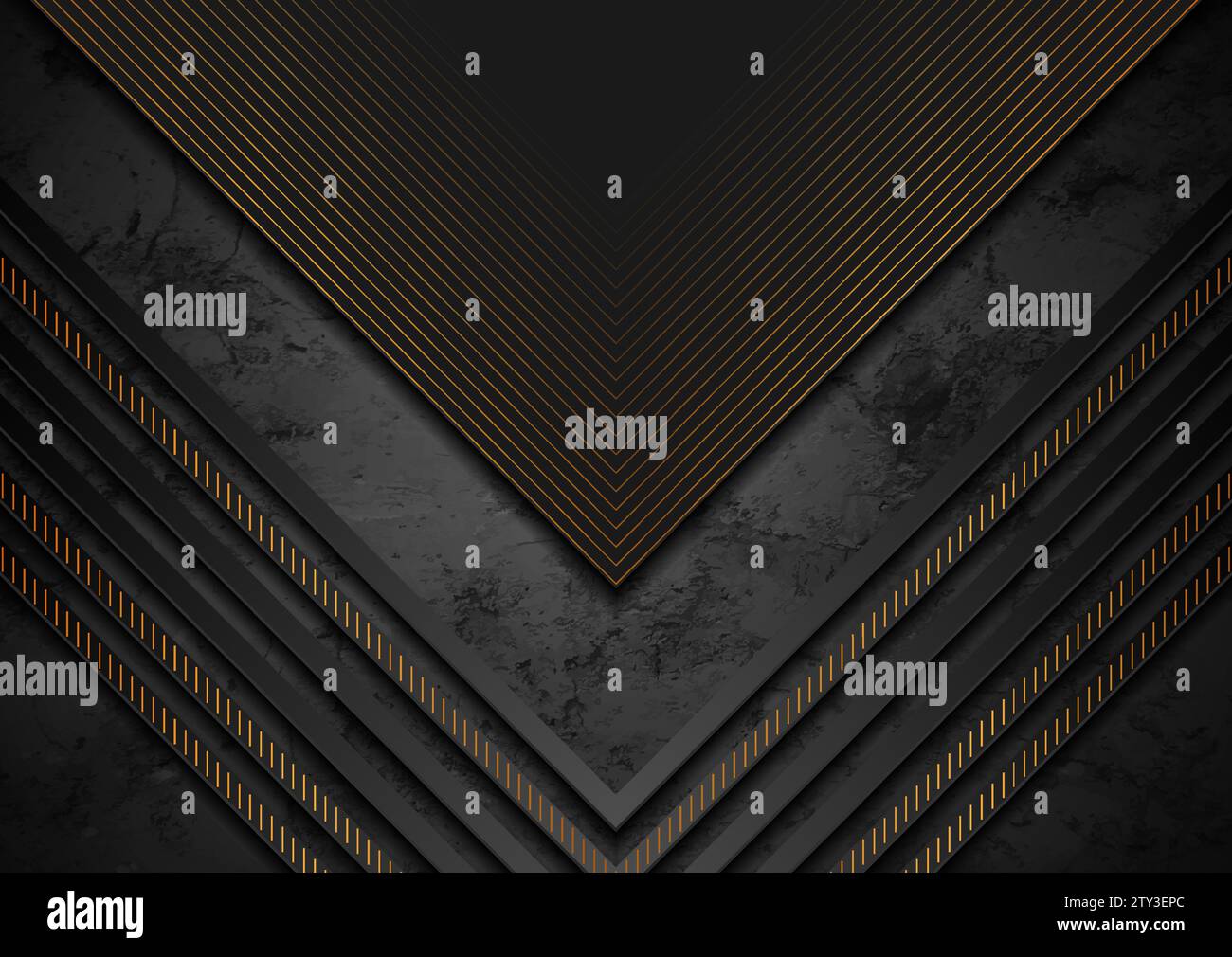 Abstract technology background with black golden arrows. Vector grunge ...