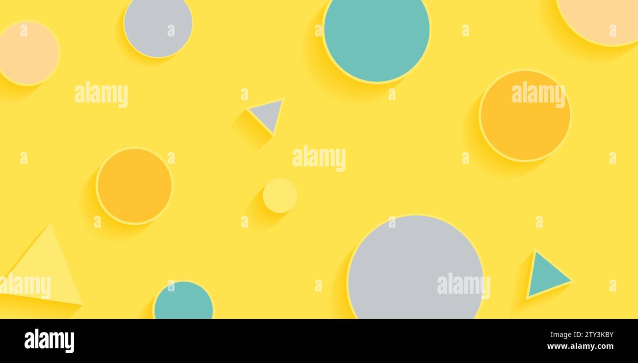 Minimal pastel background with geometric circles and triangles. Vector design Stock Vector