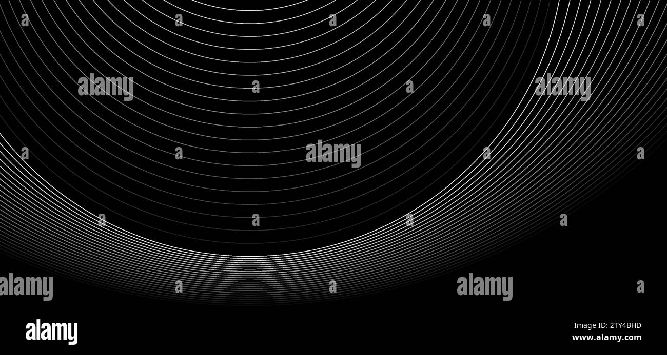 Silver metallic round lines abstract technology background. Geometry ...