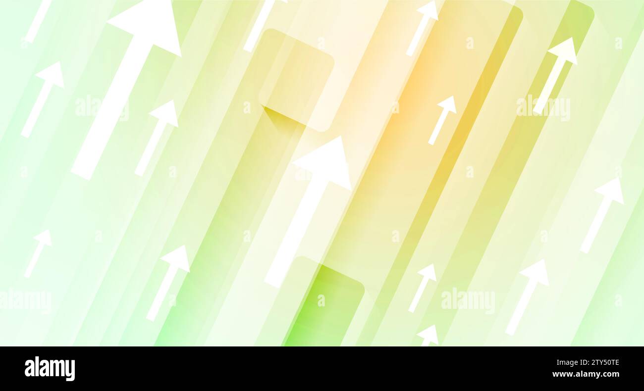 Light green orange striped abstract geometric tech background with arrows. Vector design Stock Vector