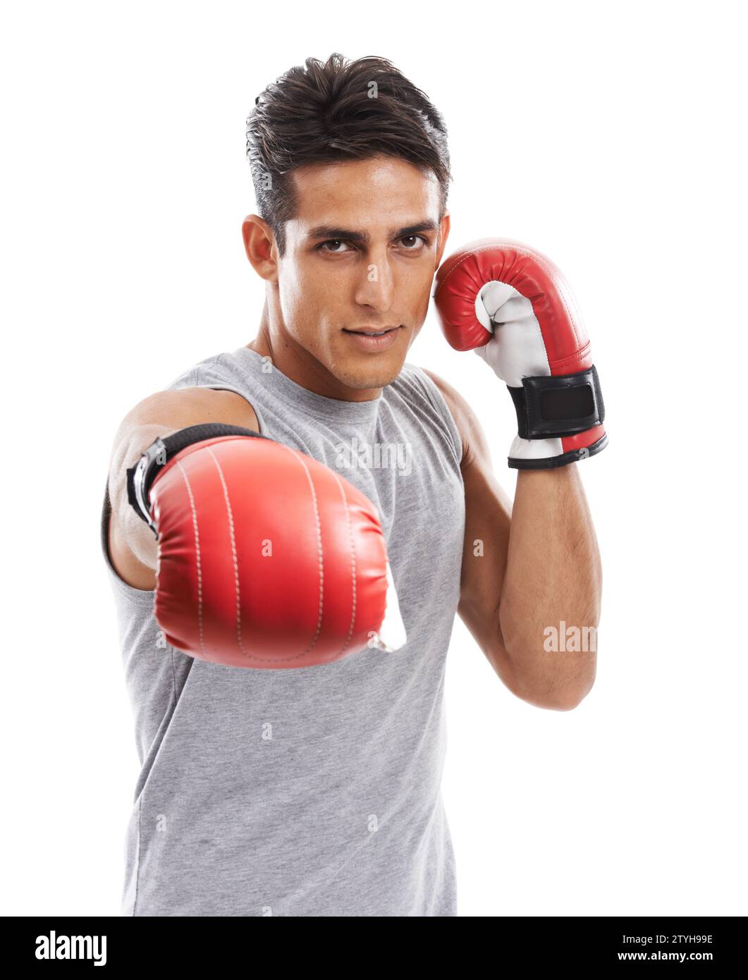 Boxer, man with punch in portrait and sports for fitness, health and
