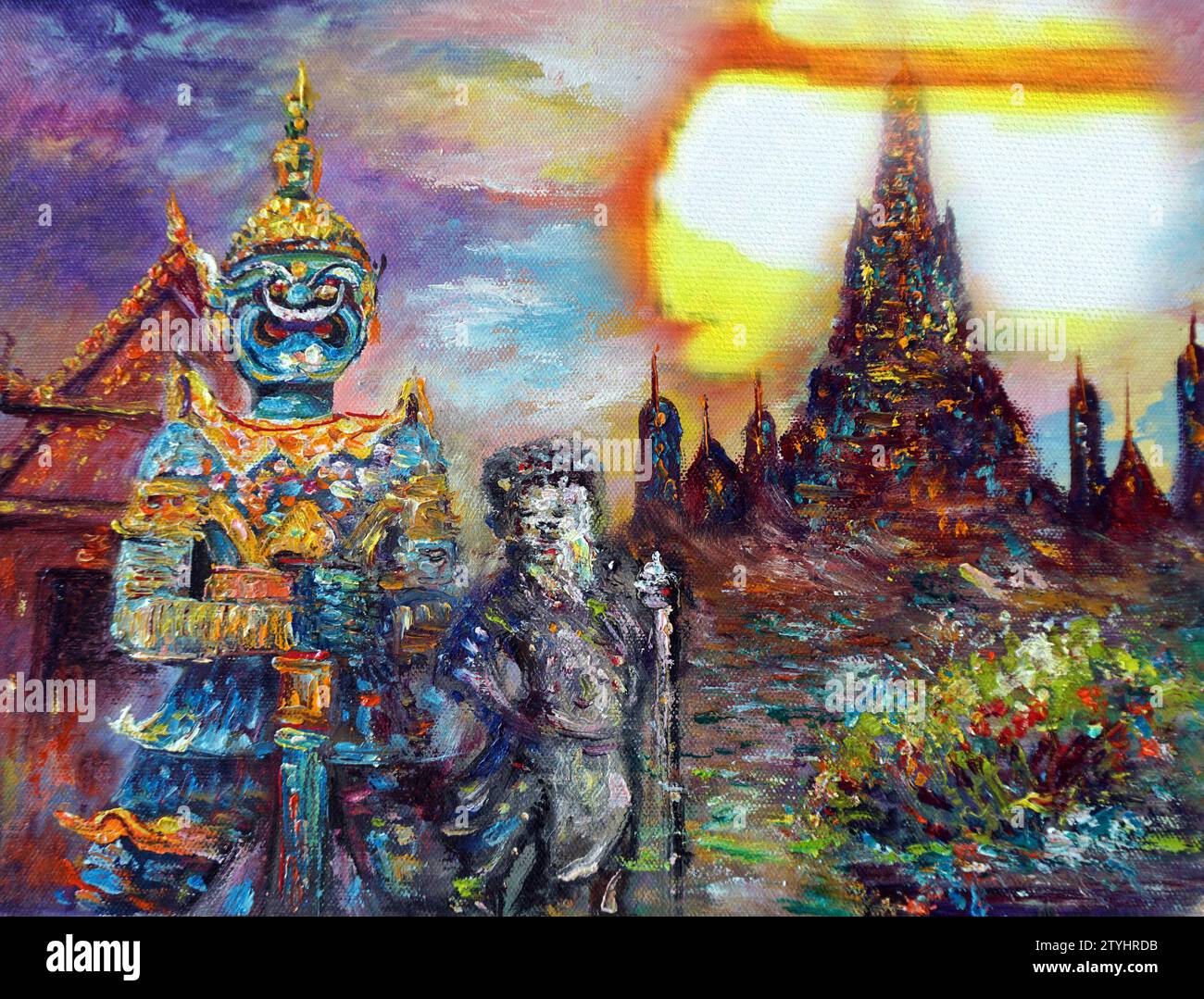 art oil painting giant grand palace bangkok thailand Stock Photo Alamy