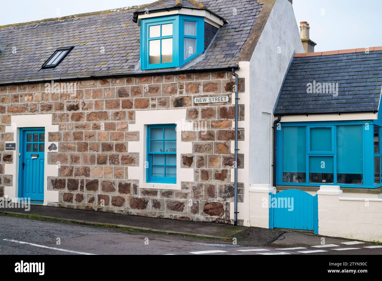 Colourful Cottage in Portknockie, Morayshire, Scotland Stock Photo