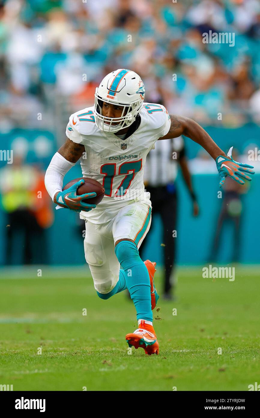 Miami Dolphins wide receiver Jaylen Waddle 17 runs with the ball during an NFL regular season game against the New York Jets Sunday December 17 2 Stock Photo Alamy