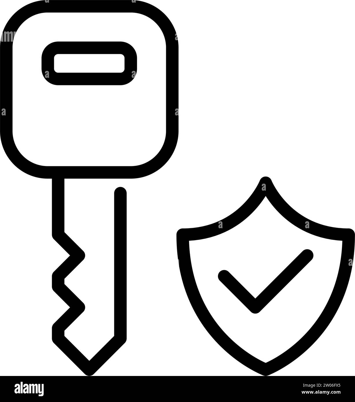 Car insurance. Key and protection shield. Pixel perfect, editable