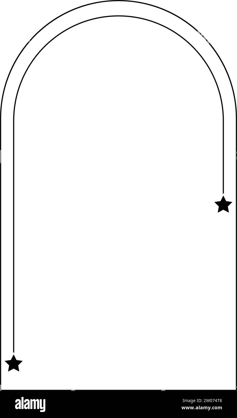 Arch frame border icon with star shape symbol for decorative vintage ...