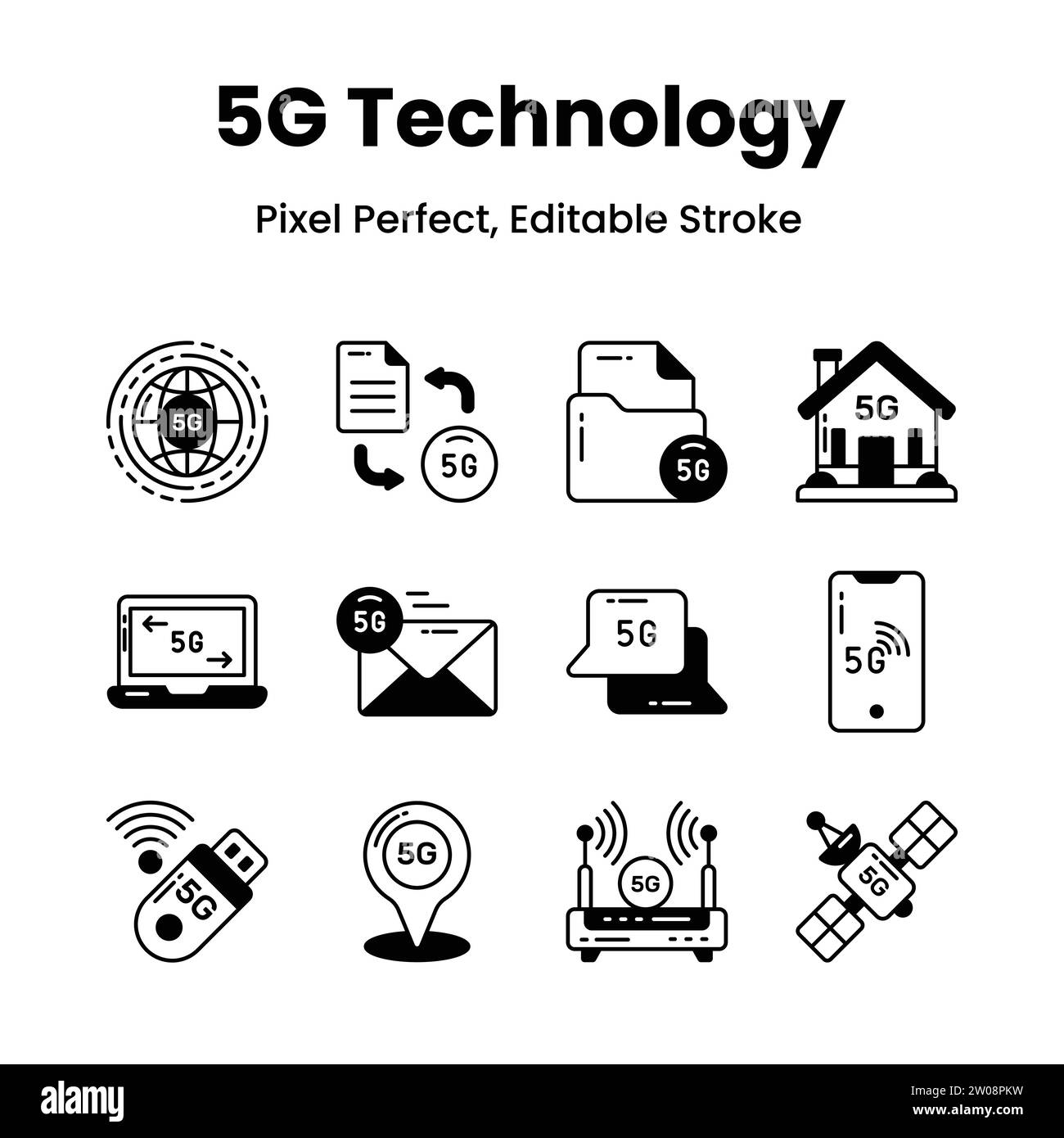 Revolutionize your designs with our 5G Network icons Inspire innovation and convey the essence of advanced technology through a curated collection of Stock Vector