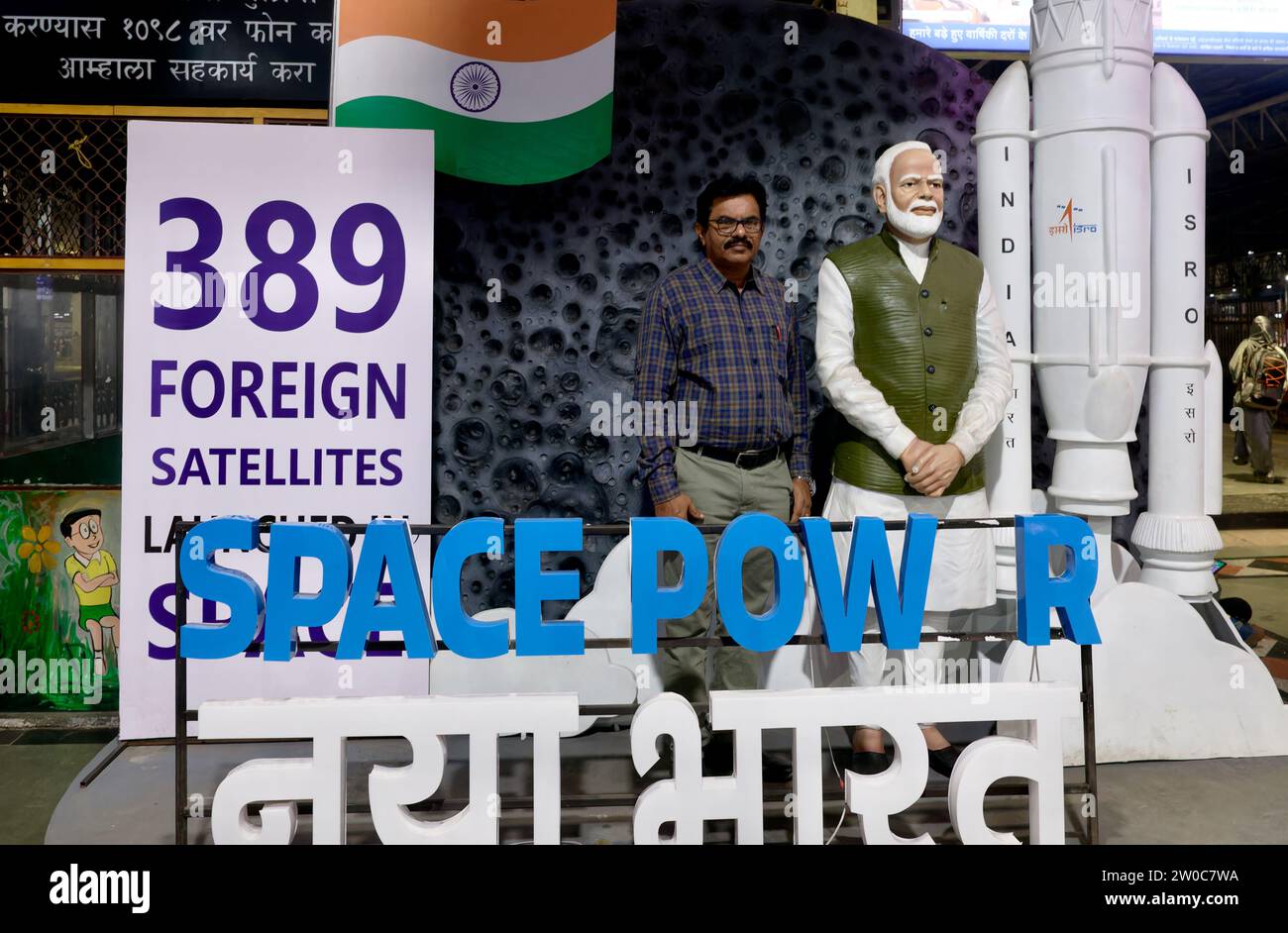 A statue of Indian PM Narendra Modi at Chhatrapati Shivaji Maharaj