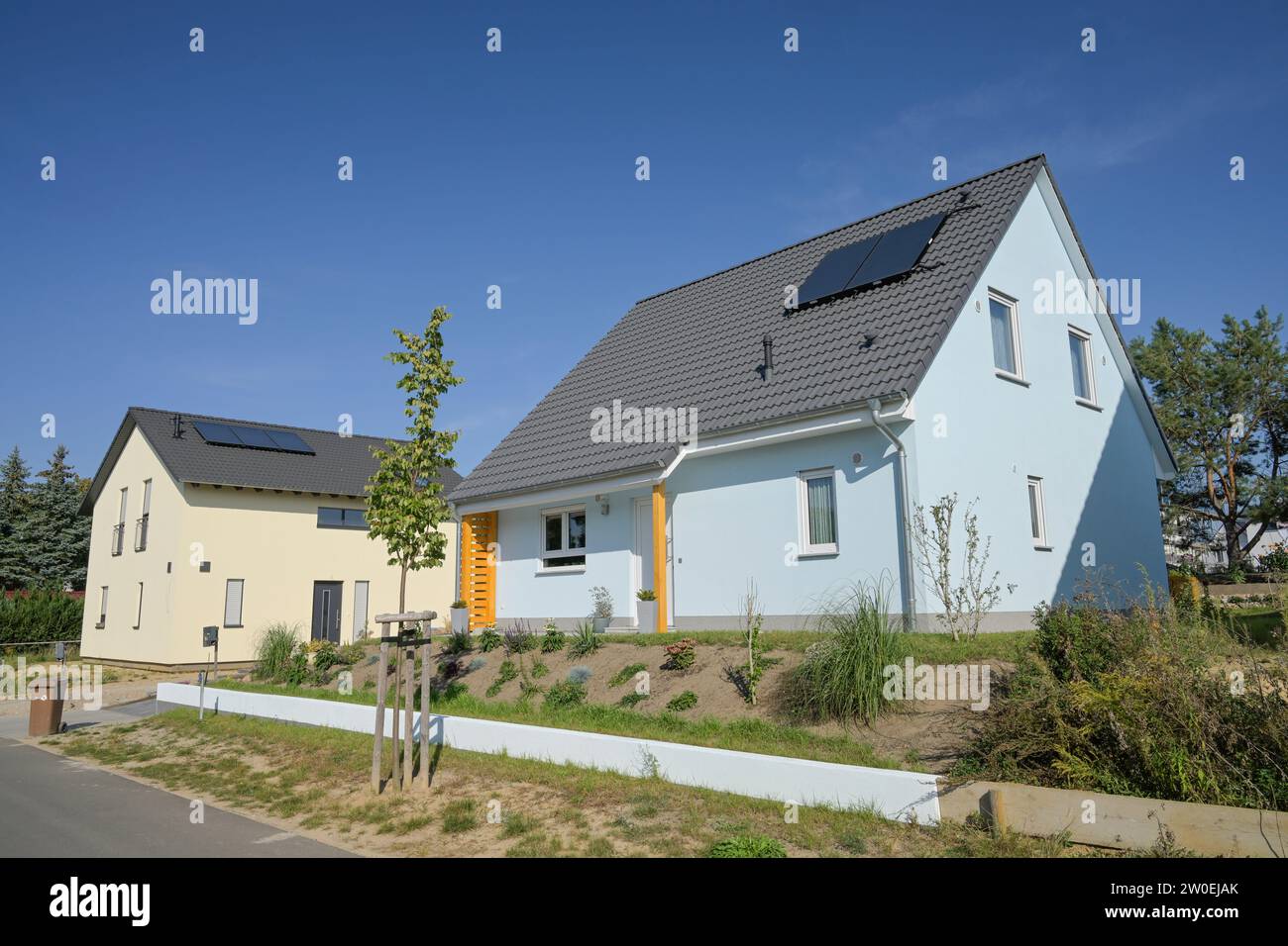 Einfamilienhaus, Neubaugebiet Am Rüggen Ost, Melchow am Rügen, Brandenburg, Deutschland Stock Photo