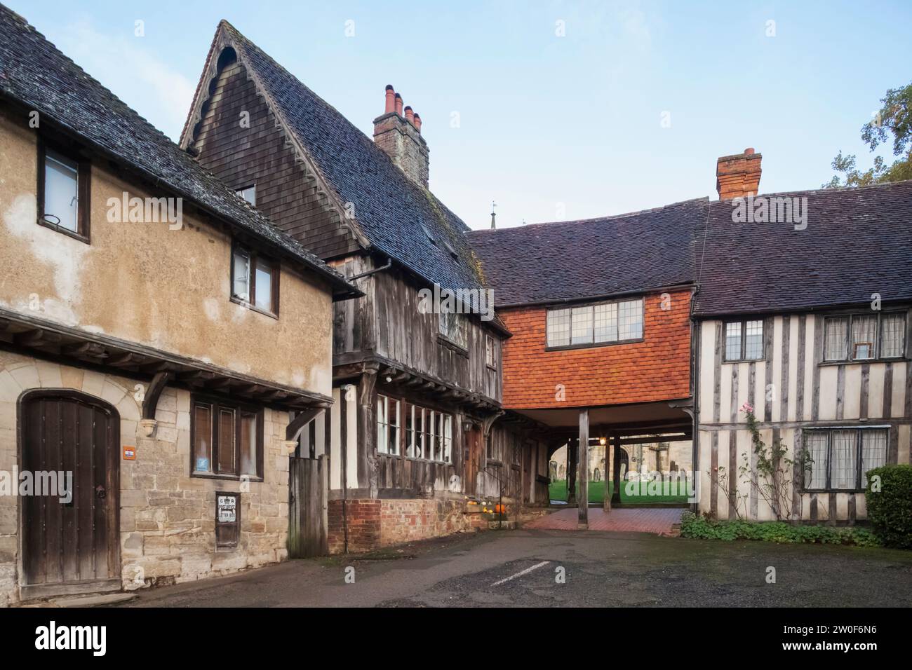 England, Kent, Penshurst Place, Tudor Era Half Timbered Buildings Stock Photo