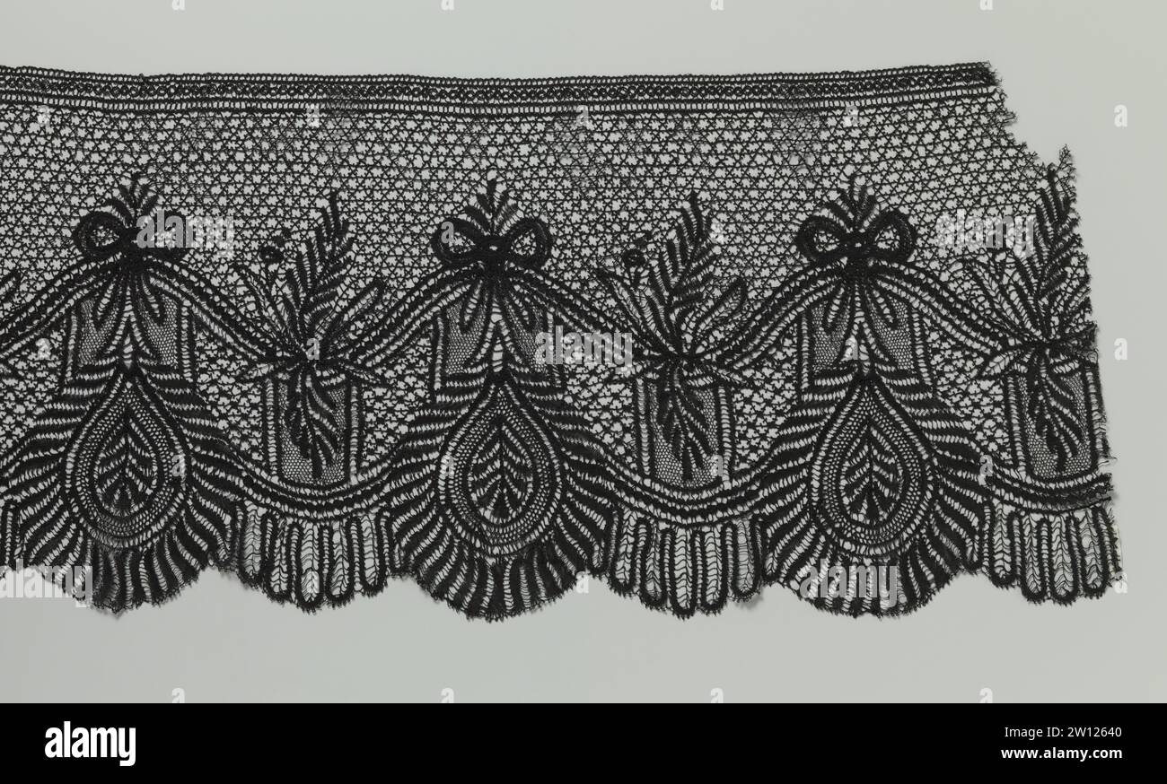 Strip of bobbin with drop -shaped shell under bow, anonymous, c. 1860 ...