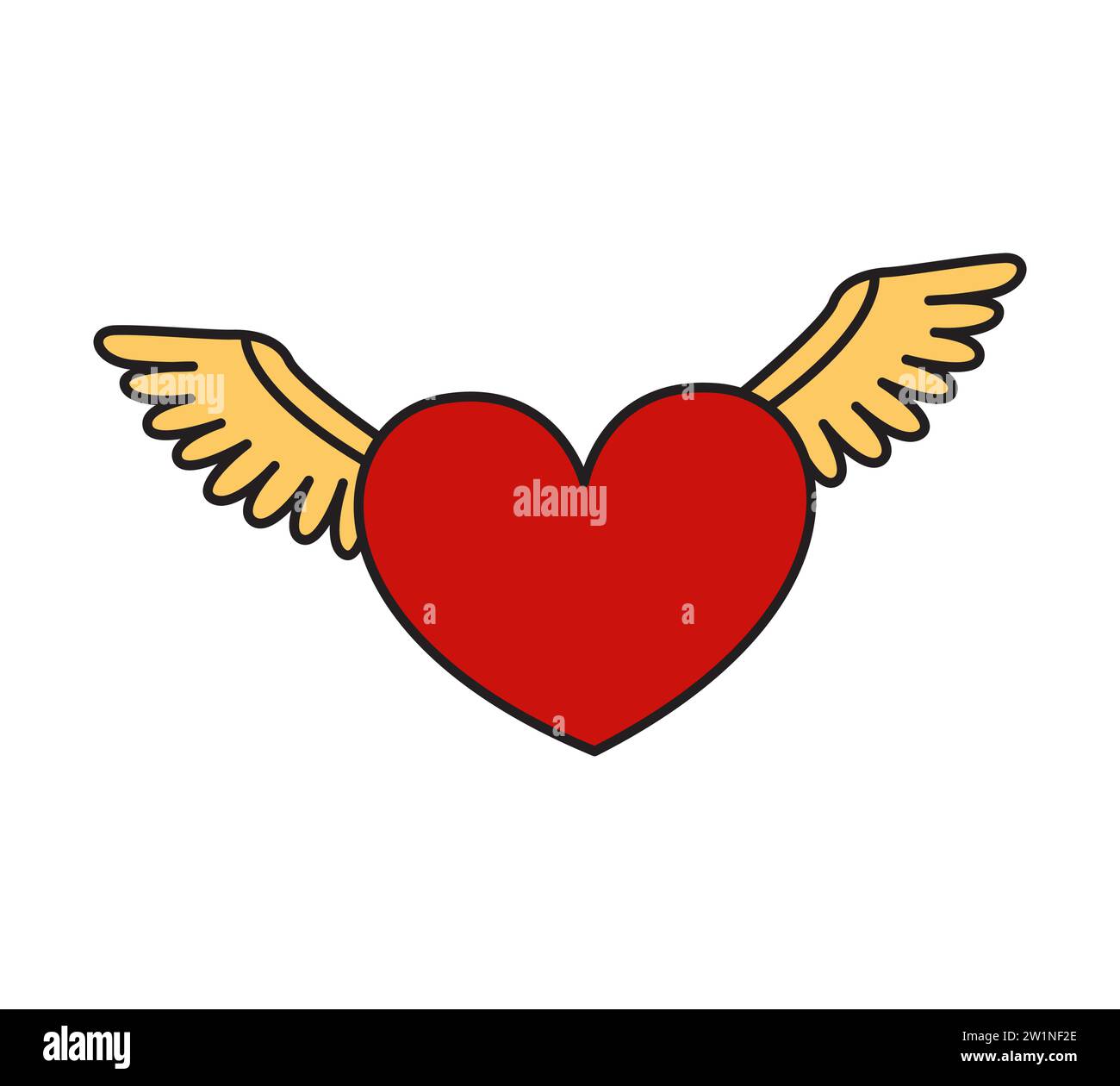 Heart With Wings Retro Style Tattoo Stock Vector