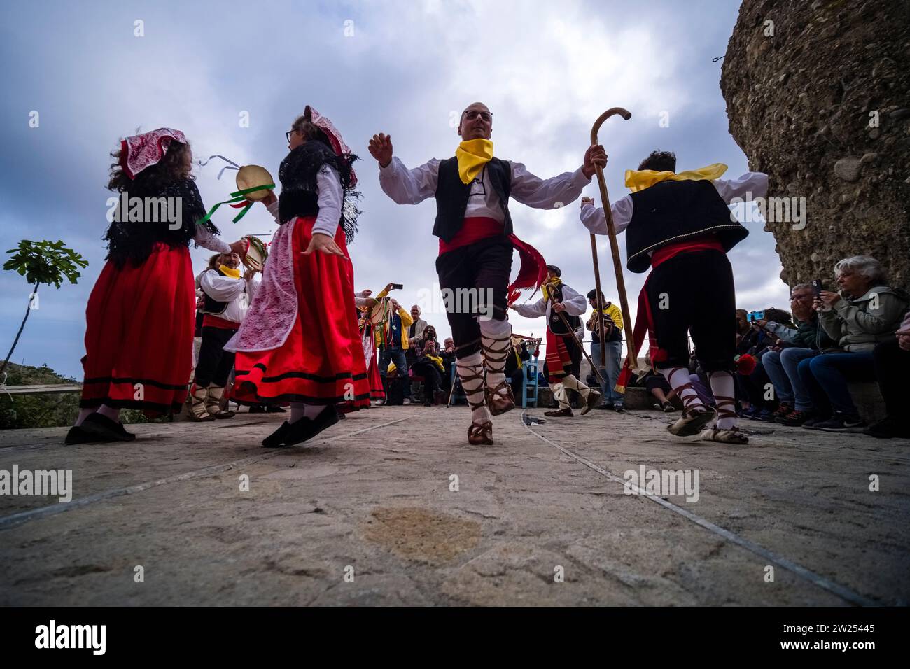 Traditional dances in Pentidattilo, performed by a local dance ensemble. Stock Photo