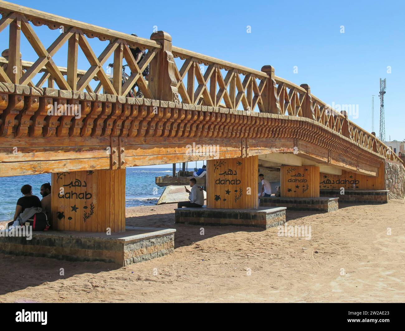 Brücke an Strand, Dahab, Sinai, Ägypten Stock Photo