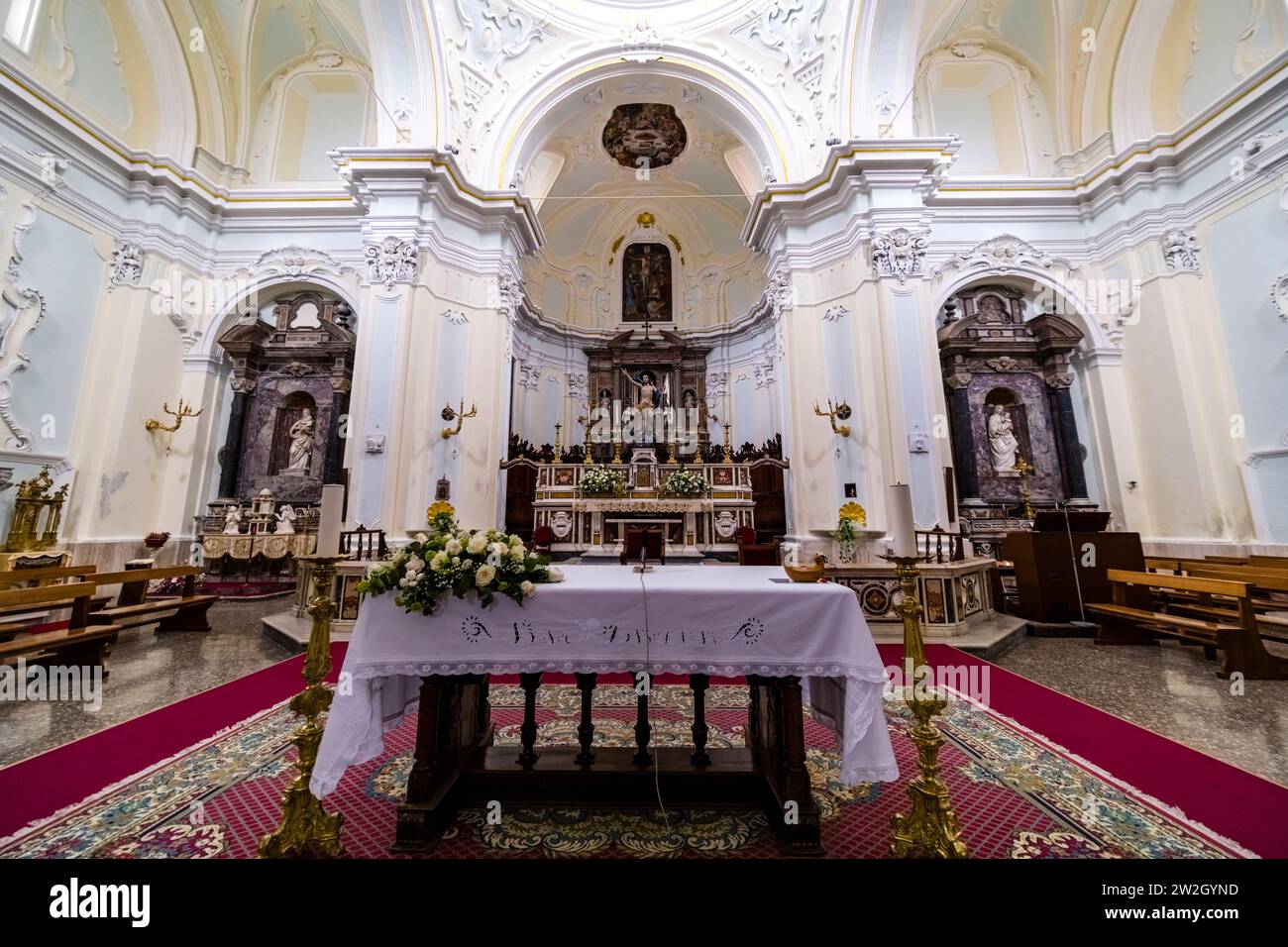 Interior design and altar inside the church Chiesa di Santa Maria ...