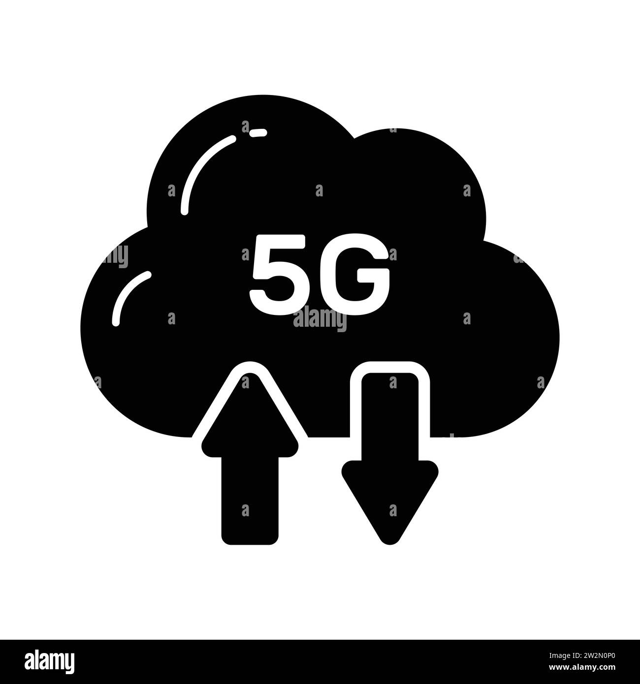 Upward and downward arrow with cloud showing concept vector of cloud syncing with 5G speed Stock Vector