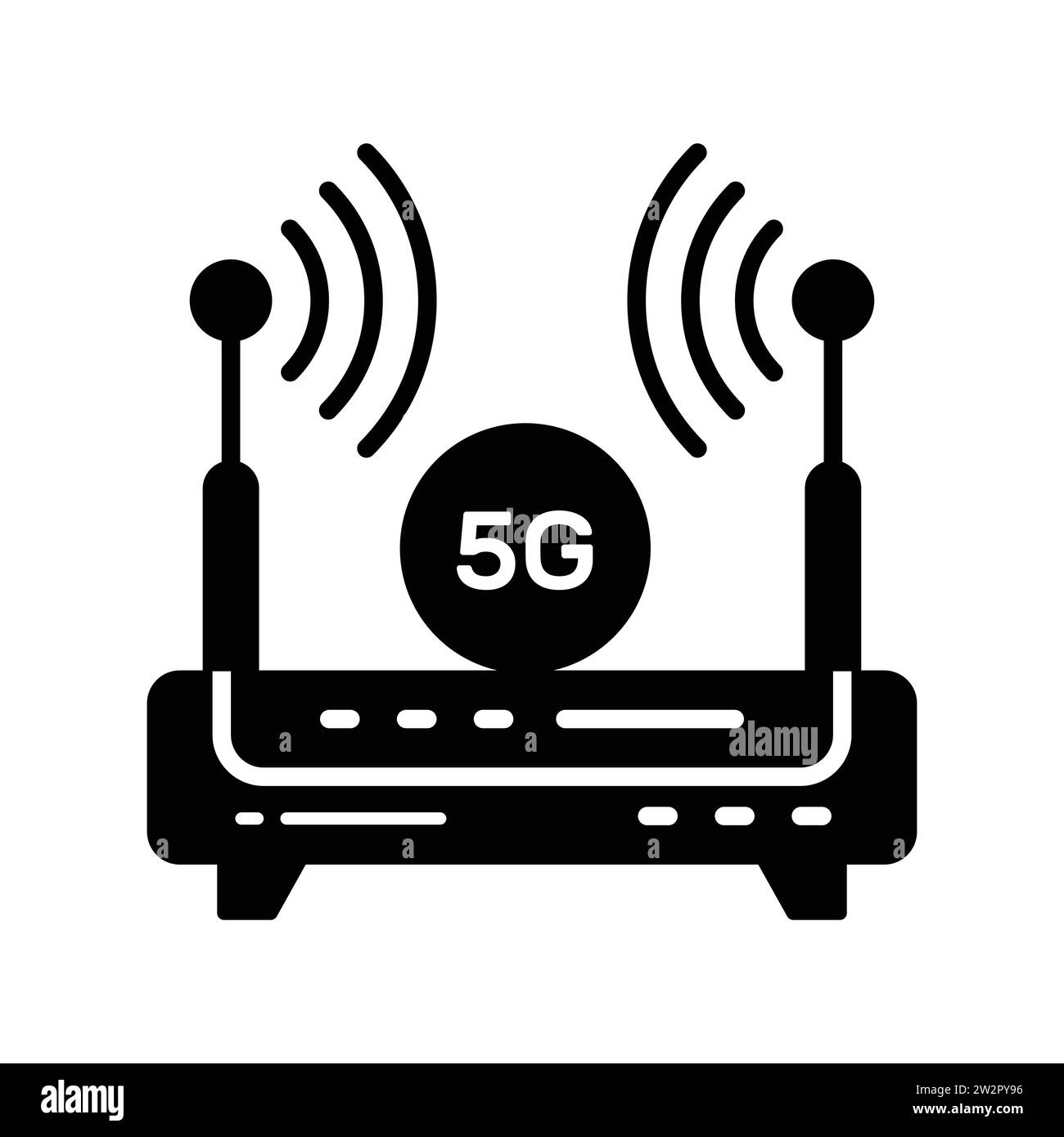 Wifi router with 5G internet signals denoting concept icon of 5G internet signals Stock Vector
