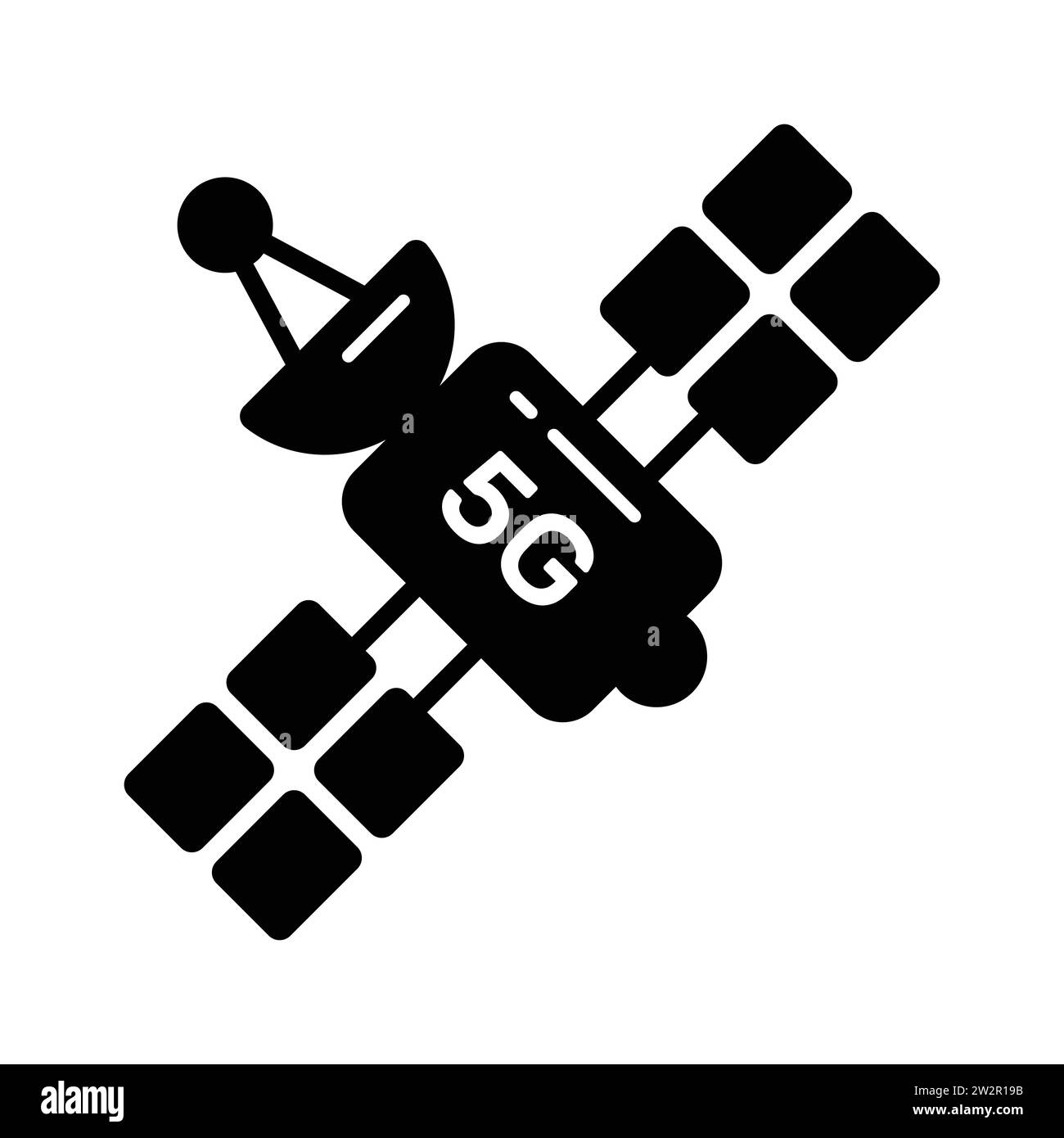 Space satellite vector design isolated on white background, 5G network technology icon Stock Vector