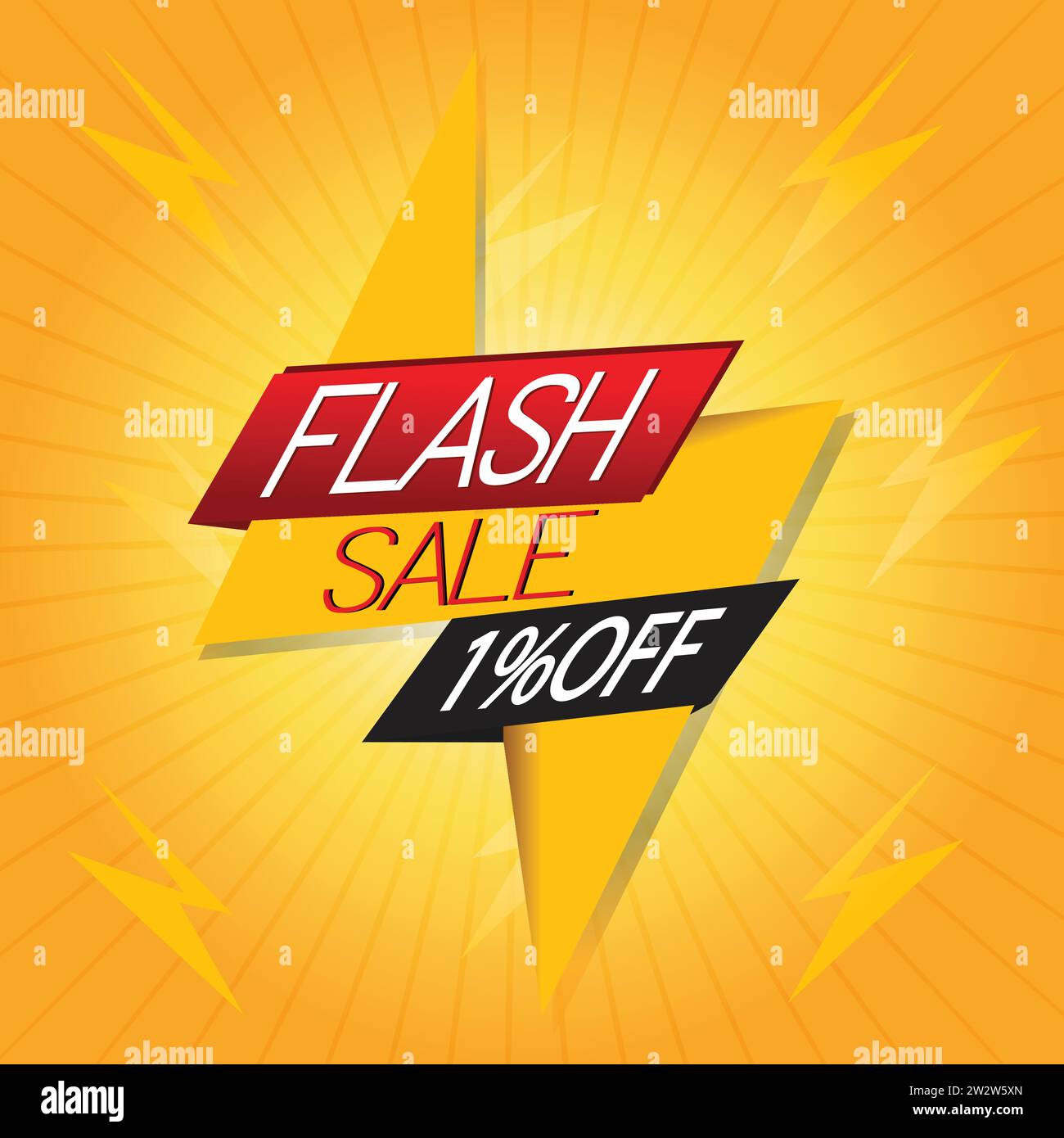 Illustration, flash sale poster 1% off Stock Vector