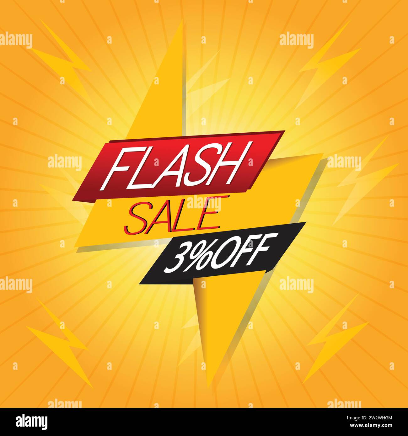 Illustration, flash sale poster 3% off Stock Vector