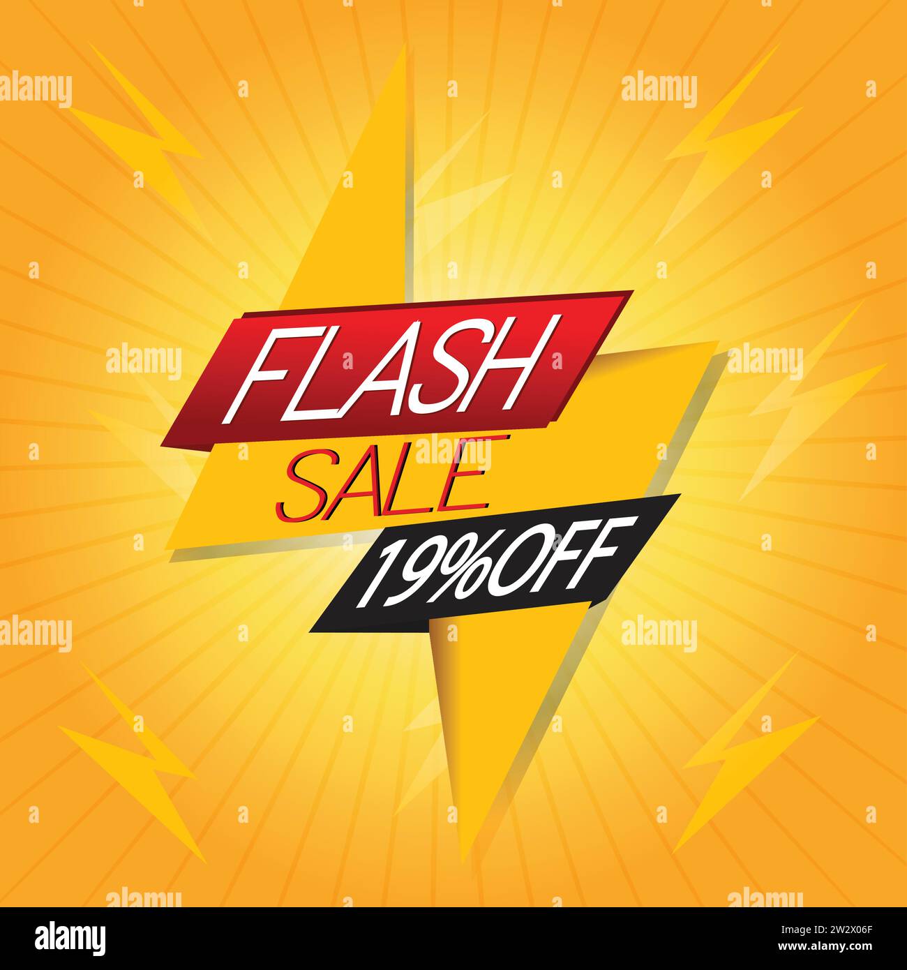 Illustration, flash sale poster 19% off Stock Vector