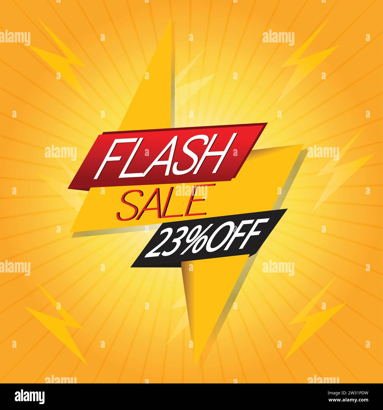 Illustration, flash sale poster 23% off Stock Vector