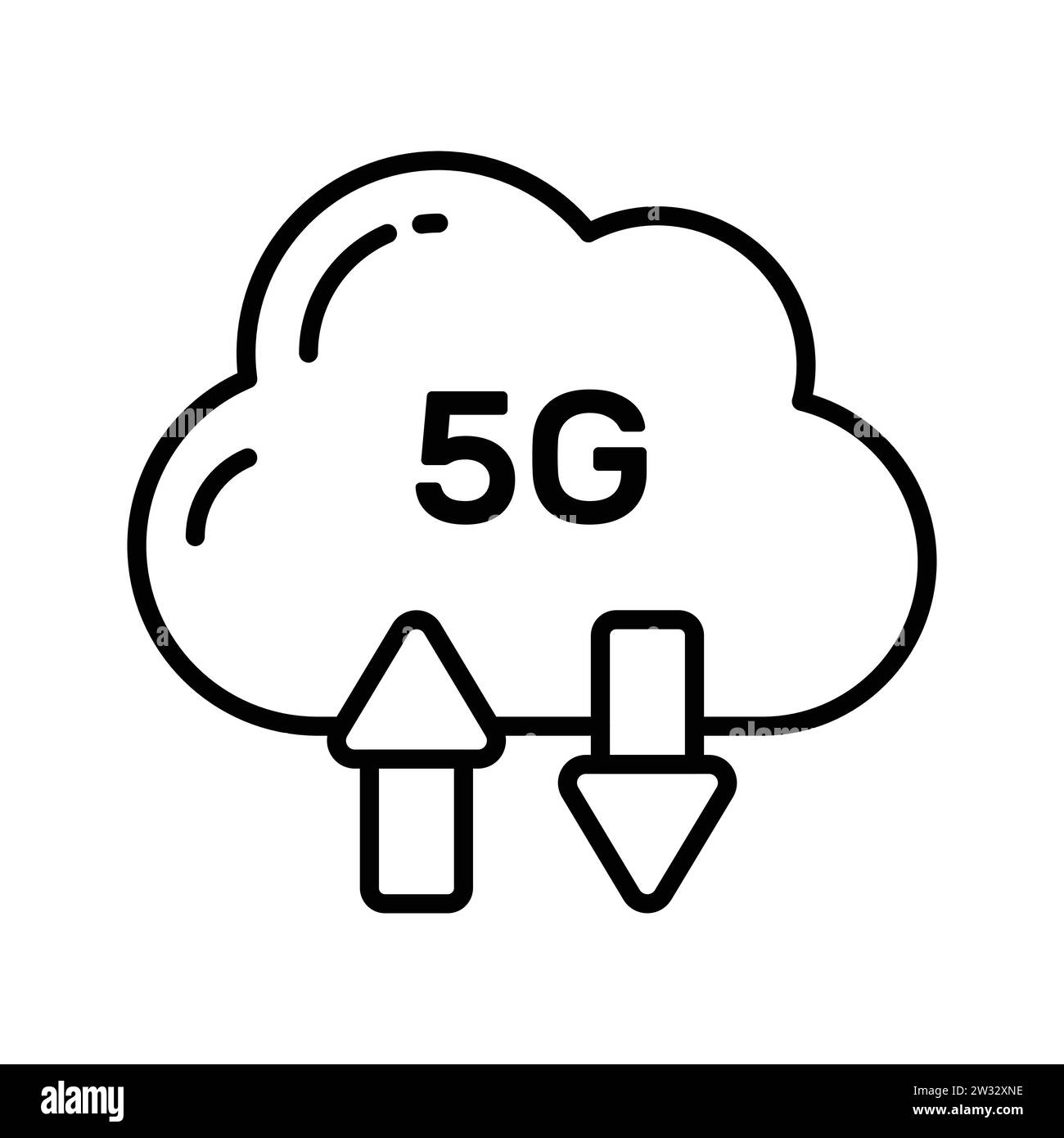 Upward and downward arrow with cloud showing concept vector of cloud syncing with 5G speed Stock Vector