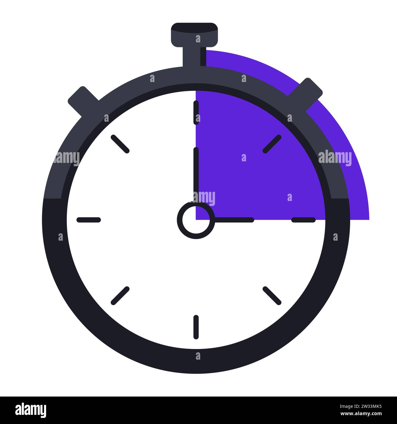 Quarter timer filled illustration. Time, stopwatch, alarm clock, clock