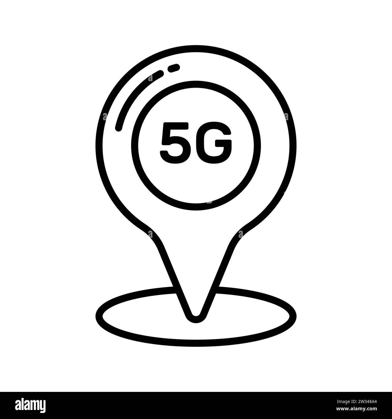 Location pin with 5G network showing concept vector of 5G network location Stock Vector
