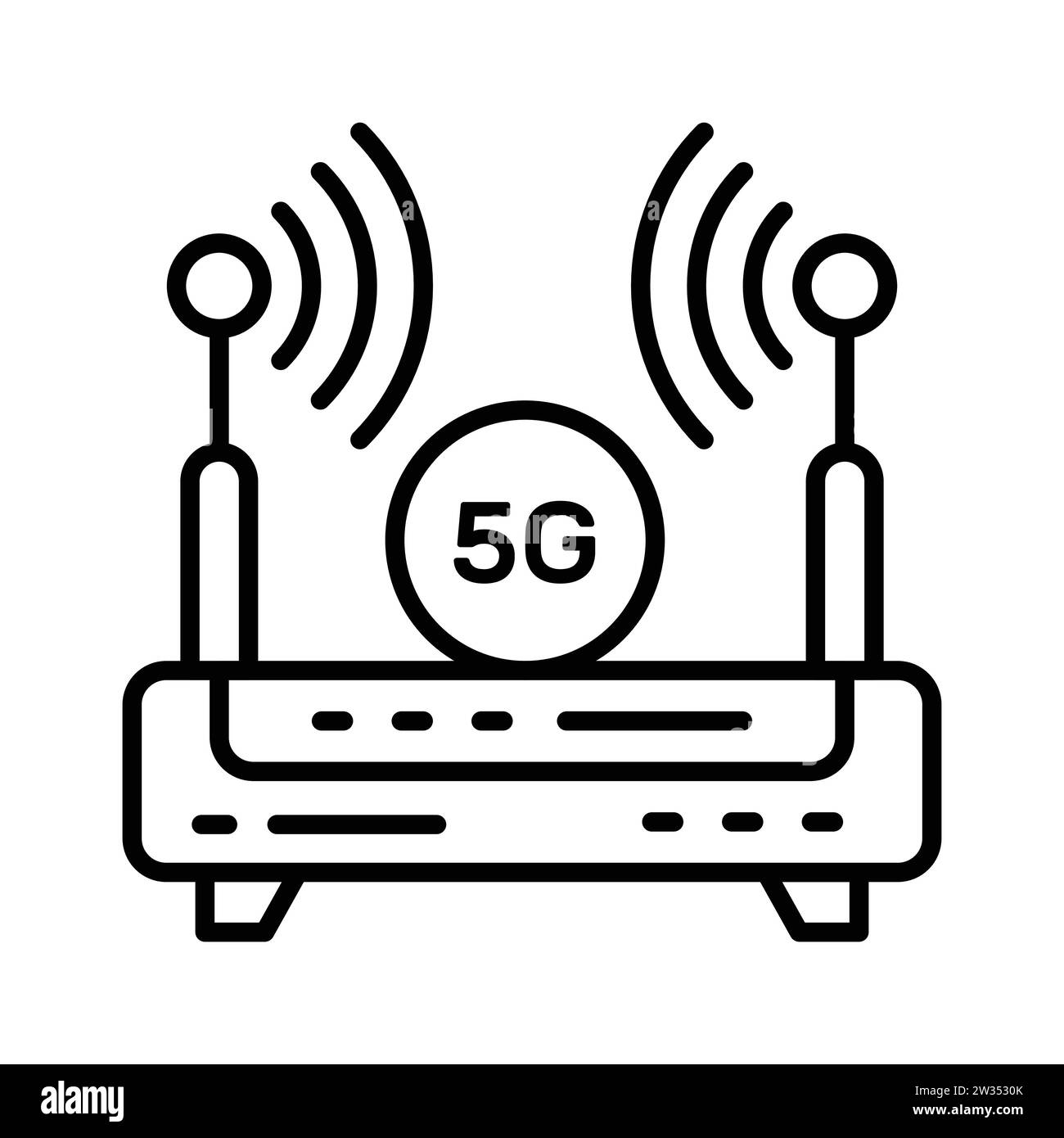 Wifi router with 5G internet signals denoting concept icon of 5G internet signals Stock Vector
