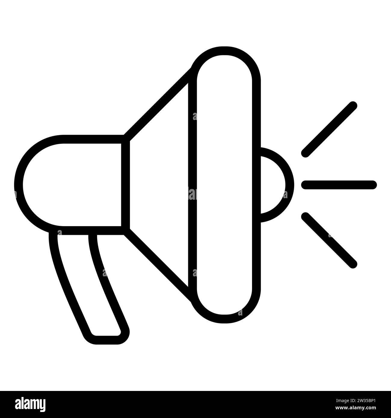 White loudspeaker illustration. Horn, volume, signal, megaphone, speaker alarm sound message
